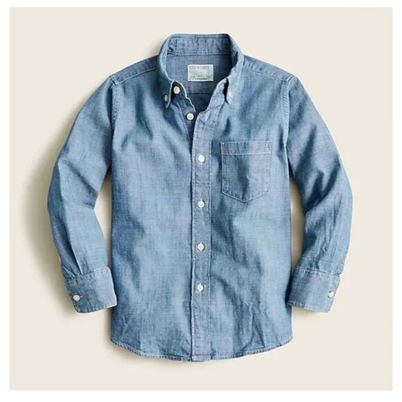 NWT J Crew Crewcuts Chambray Button Down Shirt Boys Size 10 L1814 $55 - Picture 1 of 9
